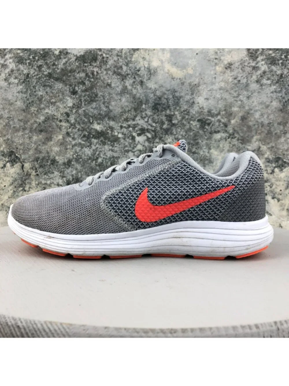 Nike Women's Size 8 Revolution 3 Wolf Grey Hyper Orange Sneakers 819303-002
